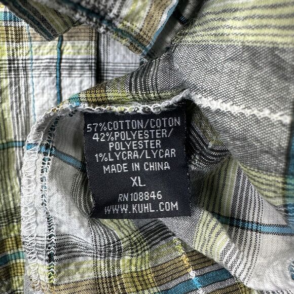 Kuhl Crinkle Stallion Men’s XL Short Sleeve Plaid Button Up Outdoor Hiking Shirt - Picture 15 of 15